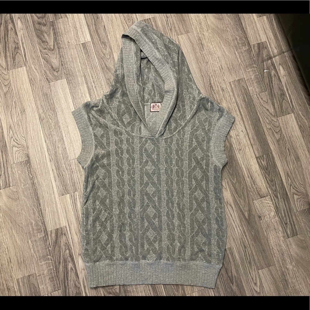 Juicy Couture Grey Velour Sweater Vest Pullover Hoodie - Y2K